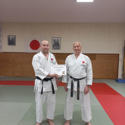 Remise du diplome ceinture noire FFK à Hocine, (04/2023)
